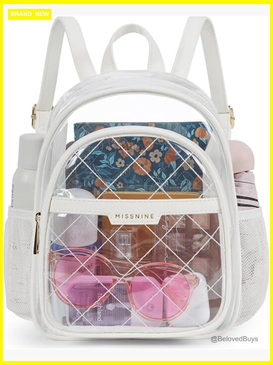 Quilted Clear Backpack for Stadium Events Anti-theft Mini Bag